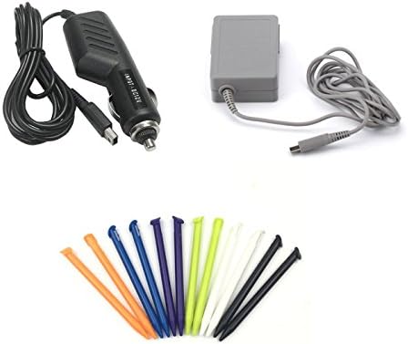 AWASA 3 IN 1 Accessory kit! Ac power adapter wall charger+ Car charger for NEW Nintendo 3DS XL + 12 Packs stylus pen for NEW 3DS XL