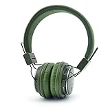GranVela Q8 Wireless Headphones Multifunctional 3 in 1 Foldable Bluetooth Headset with Microphone, Micro SD Card Player, FM Radio and 3.5mm Detachable Cable. Kids Headphones. - Dark Green