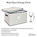 Chapman & Grand Wine Glass Storage Chest, Protective Container Box with Lid for Stemware, (Light Beige-Navy)