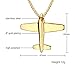 Vnox Stainless Steel Paper Airplane Plane Pendant Necklace,Gold Plated,Free Chain 24