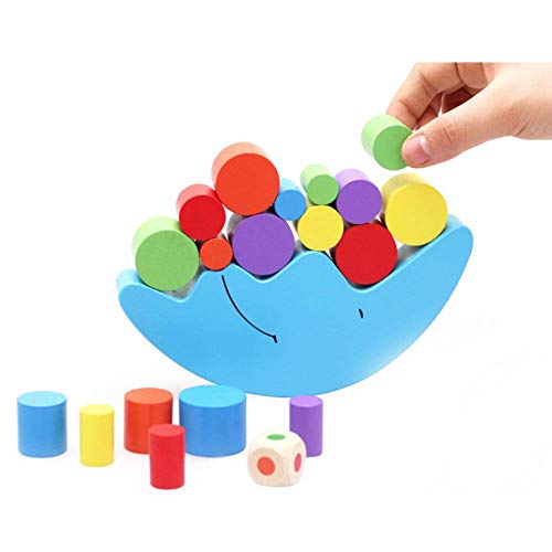 image for SITELLY Interesting Wooden Moon Balancing Frame Colorful Block Buildin