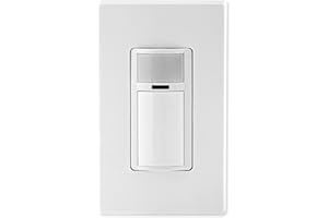 Leviton Decora Vacancy Motion Sensor In-Wall Switch, Manual-On, 2A, Single Pole, DVS02-1LW, White