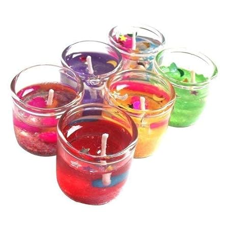Spa Veda Glass Little Gel Candles (Multicolour, Set of 6)