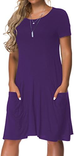 VOIANLIMO Women's Plus Size Casual Loose T Shirt Mini Dress with Pockets
