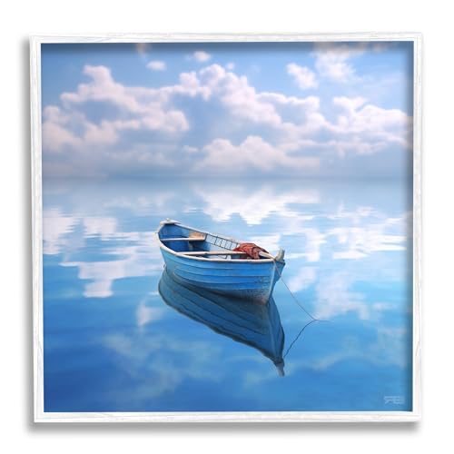 Stupell Industries Lone Boat on Cloudy Sea Framed Giclee Art by RB