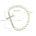 Emily lin Handmade Alloy Rhinestone White Bead Cross Stretch Bracelet