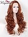 K'ryssma #350 Copper Red Lace Front Wig Glueless Auburn Long Wavy Synthetic Wigs for Women 24 inches Ginger Synthetic Wig Heat Resistant