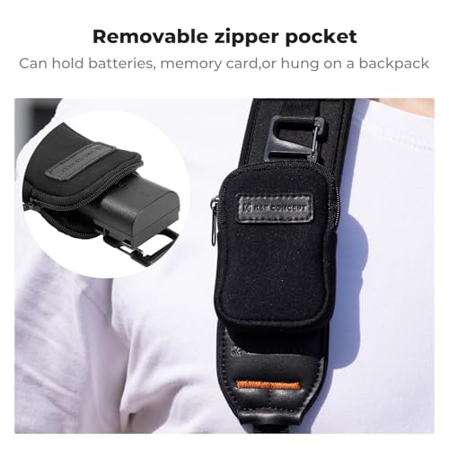 K&F Concept Camera Strap, Professional Wide Camera Strap, Adjustable Camera Shoulder Strap 109-133 cm for SLR DSLR Cameras, Camera Strap with Removable Zip Pocket