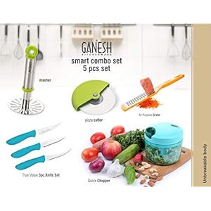 Ganesh Plastic Kitchen Set, 5 in 1 Combo, Multicolour