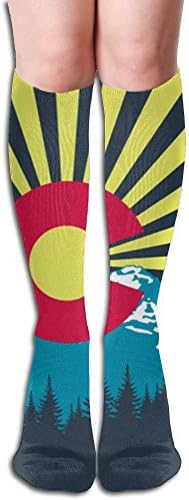 SESY Outdoor Sports Long Sports Socks Colorado Flag Dresses Knee Thighs Stockings.