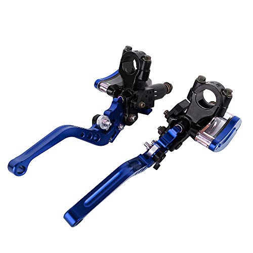 Aluminum 7/8" 22mm Motorcycle Dual Pump Hydraulic Handles Brake Clutch Levers Cylinder Master Reservoir Set For Ducati For Suzuki For Street Bike (Blue) - Thumbnail 6