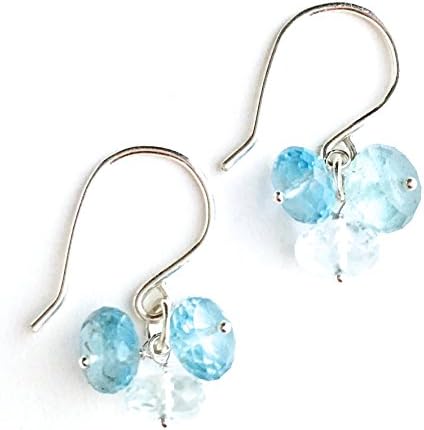 Light Blue Apatite Gemstone Earrings. Sterling Silver Natural Ocean Blue Apatite Gemstone Earrings
