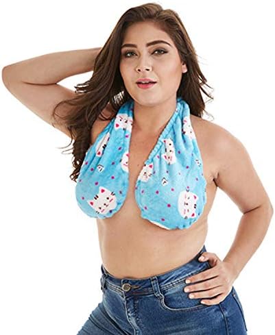 DULEE Women's Ta-Ta Towel Bra Hang Neck Nursing Bra Maternity Bra Yoga Bra Sleep Bra,Color 17 Cup DDD-E