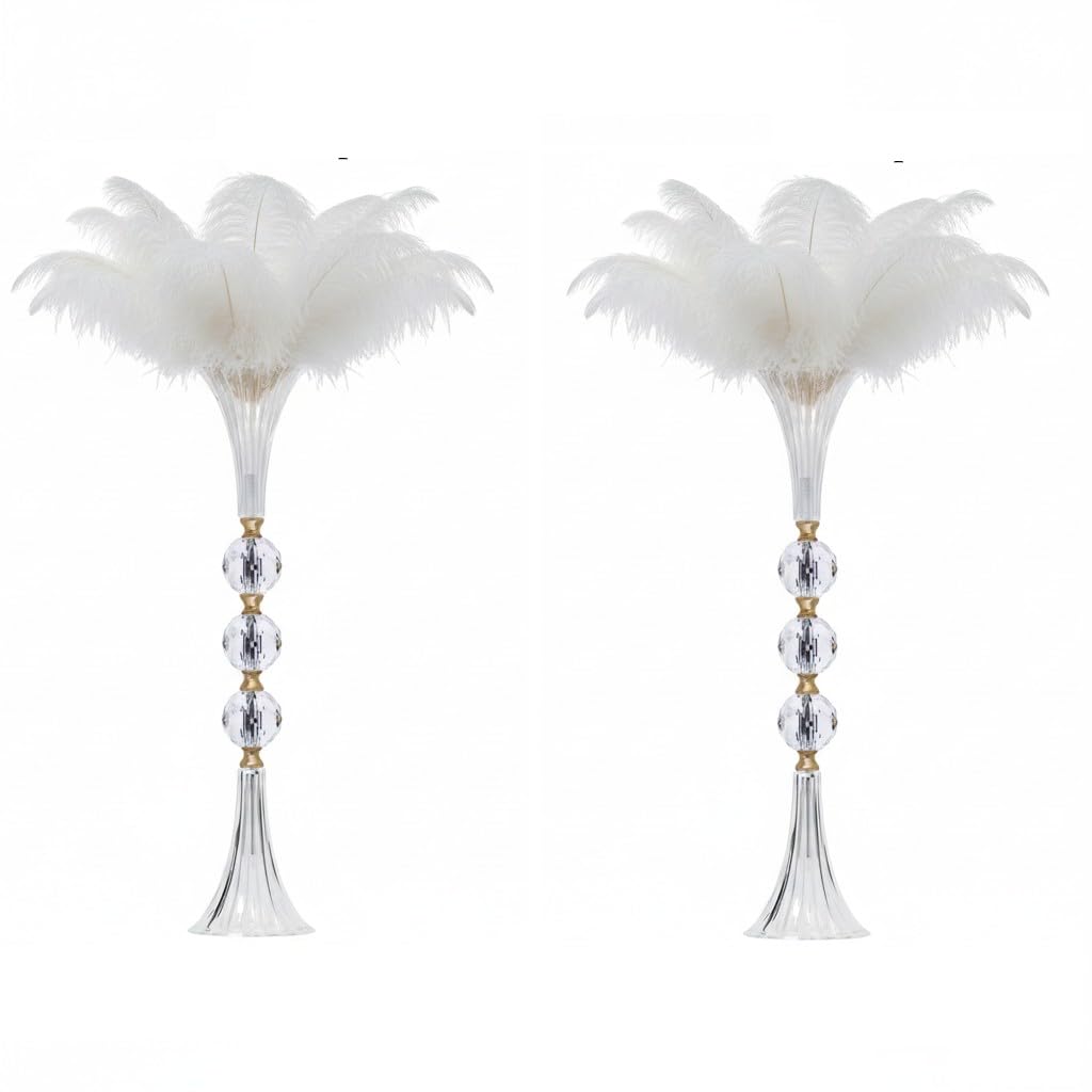 Photo 1 of 24.8in Crystal Vases for Flowers, 2Pcs Clear Trumpet Acrylic Vases for Centerpieces, Tall Flower Stands for Table Wedding Reception Party Event Home Decor
