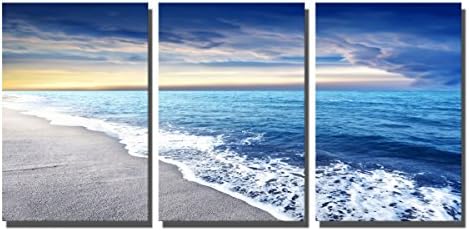 The Decor Shop - Canvas Prints Beach Seaside Seascape Pictures Print on Canvas Wall Art Stretched Artwork for Home Office Decorations 16x24inch 3pcs/set