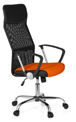 Sedia-Girevole-Orion-Net-Tessuto-Netto-Arancione-Nero-Cromo