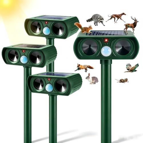 Solar Deer Repellent Ultrasonic Animal Repeller Outdoor Squirrel Deterrent