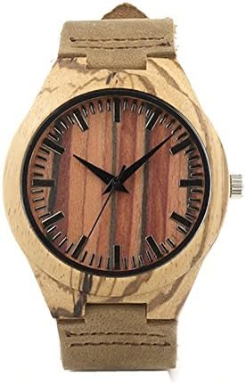 Wooden Watch with Genuine Leather Strap Japanese Quartz Movement Casual Wood Watches