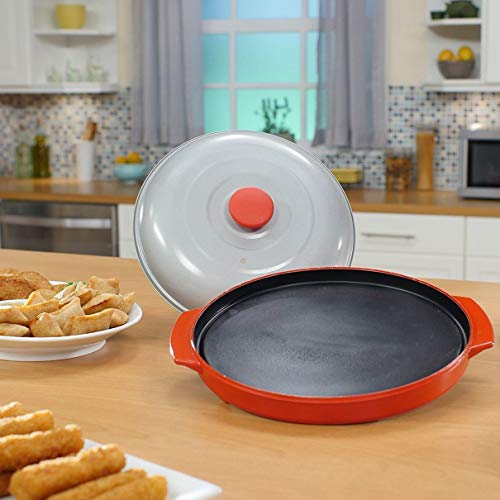 Roasting Pan Microwave Grill Pan Microwave Crisper Plate with Lid for Kitchen Microwave Cooking Grilling Oven Use - Thumbnail 2