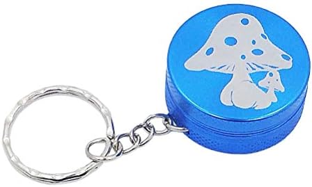 Blue Mushroom Mini 2-Piece Aluminum Keychain Spice & Herb Grinder from Smoke Promos