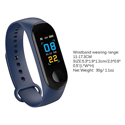 DDSKY 0.96 IPS LCD Color Screen Smart Bracelet Watch, Bluetooth Sports Health Watches with G-Sensor/Fitness Tracker/Heart Rate/Blood Pressure Monitor Watch IP67 Waterproof for Android iOS (Blue)