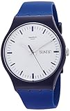 Swatch Bellablu White Dial Blue Silicone Strap Men'S Watch Suon709