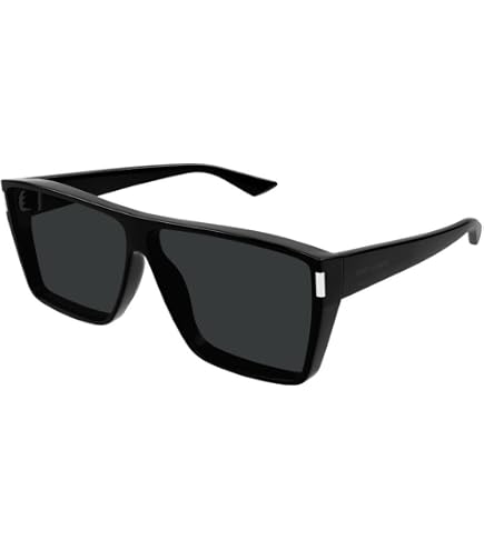 Amazon.com: Saint Laurent SL 757-001 Black Rectangular Sunglasses