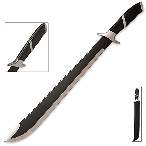 K EXCLUSIVE War Hunter Sawback Machete with Nylon Sheath - Black