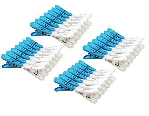 Tenby Living Spring Clothespins (Pack Of 56) - Plastic Soft Grip, Anti-Slip Clothes Pins With Sturdy Steel Springs - 28 Blue & 28 White Attractive Clothing Line Clips - Top Air-Drying Clothing Pin Set - Thumbnail 7