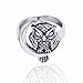 925 Oxidized Sterling Silver Detailed Midnight Owl with Crescent Moon Ring - Nickle Free