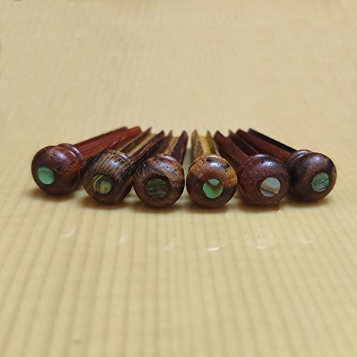 Vencetmat Cocobolo Guitar Bridge Pins, Vintage Style, Slotted, Green Abalone Dot Inlaid.