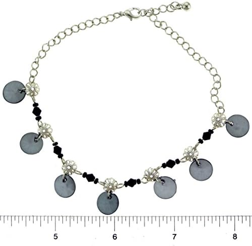 Ankle Bracelet With Black Faceted Accents AN1347A-BLACK