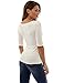 PattyBoutik Women Crochet Lace Inset Elbow Sleeve Blouse (Off-White Small)