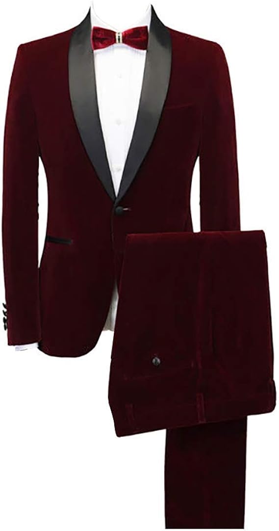 Amazon Co Jp Yzhen メンズベルベットツーピーススーツワンボタンショールラペルクラシックフィットウェディングタキシード 服 ファッション小物