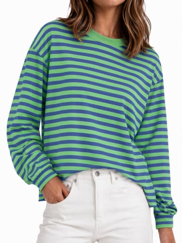 MAOECO Womens Oversized Striped T Shirts Long Sleeve 2026 Casual Tops at Amazon