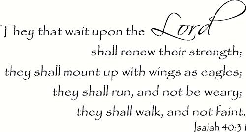 Leisure4U They That Wait on the Lord Shall Renew Their Strength Bible Verse Nursery Wall Decor Sticker Decal Removable Vinyl Name Wall Art Decal