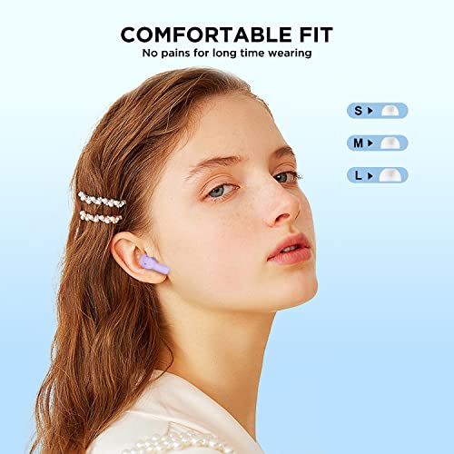 HTC 2023 True Wireless Earbuds 1 Bluetooth 5.1 Earphones, in-Ear Headphone ENC Noise Cancellation with Transparent Charging Case, 32-Hour Playtime/Built-in Mic/Touch Control -Crystal Purple