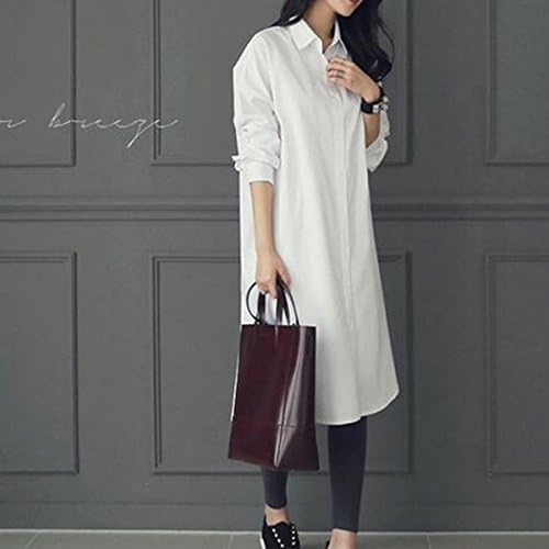 Amazon Co Jp ミディアム 長袖 襟付き シャツワンピース ワンピース 春夏 ホワイト Xl 服 ファッション小物