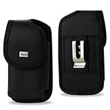 For MOTOROLA Droid Turbo 2 / Droid Maxx 2 / Moto E4 Plus Large Oversize Black Rugged Pouch Belt Clip Holster (Fits Best W Hybrid / Otterbox Case On) and Zoomazig Stylus