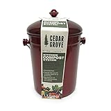 Red Metallic Stainless Steel Kitchen Compost Bin, 1.3 Gallon, with Charcoal Filter Lid - Cedar Grove