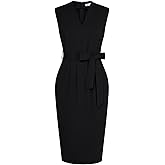 GRACE KARIN Women's Business Dresses Sleeveless V Neck Bodycon Sheath Dress Zipper Up Office Work Dress with Pockets