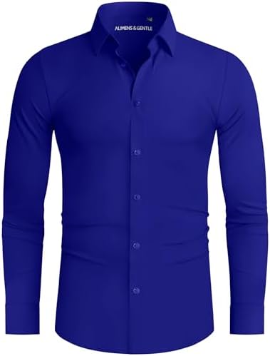 Amazon.com: Alex Vando Mens Dress Shirt Wrinkle Free Regular Fit  Stain-Resistant Button Down Shirts,Navy,XL : Clothing, Shoes & Jewelry