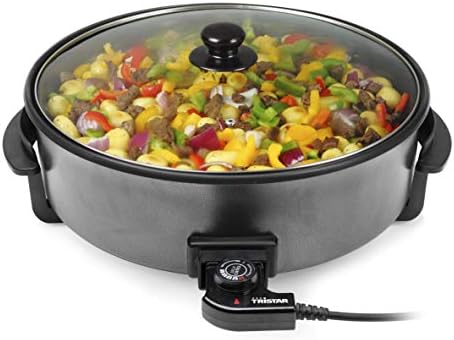 Tristar PZ-9145 Sauteuse électrique multifonction XXL, 40cm de diamètre, Thermostat réglable, 7.5 liters, Noir
