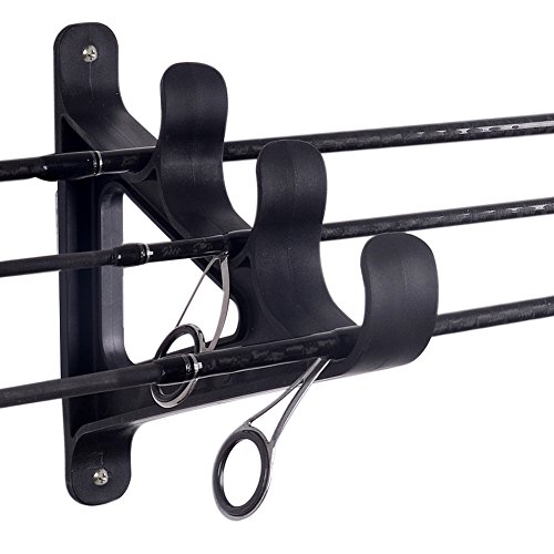 Horizontal Rod Rack for Fishing Rod Wall Rack Storage- Ultra Sturdy holds at least 3 rods- Space Saving for Fishing Rods，Hiking Poles, Ski Poles, Hockey Sticks and Cue - Thumbnail 3