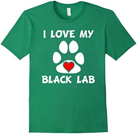 Men's I Love My Black Lab Paw Print Heart Dog Owner T-Shirt Medium Kelly Green