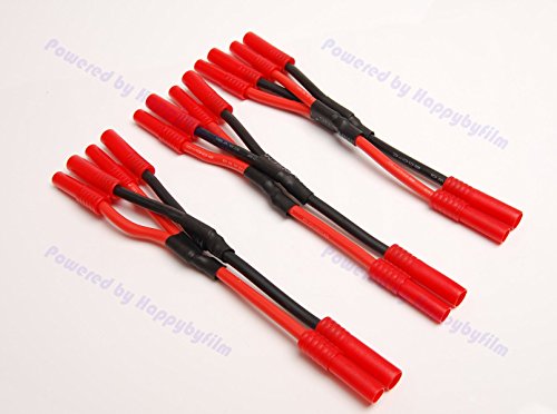 Pack(3) 4MM Parallel Charge Adapter 12awg Wire Heavy Duty for RC Turnigy HXT