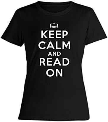 Womens T Shirt Keep Calm and Read On Short Sleeve,Black,X-Large
