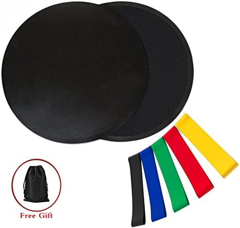 Resistance Loop Bands and Gliding Discs Glide for 80 Day Obsession, Core Silders and Exercise Bands For Legs and Butt, Pilates, Yoga