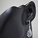 Chuvora 925 Sterling Silver Open Filigree Flower Blue Topaz Gemstone Teardrop Dangle Hook Earrings 1.5