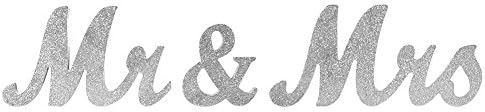 Adeeing Vintage Style Silver Glitter Mr &amp; Mrs Wooden Letters Table Decorations for Wedding DIY